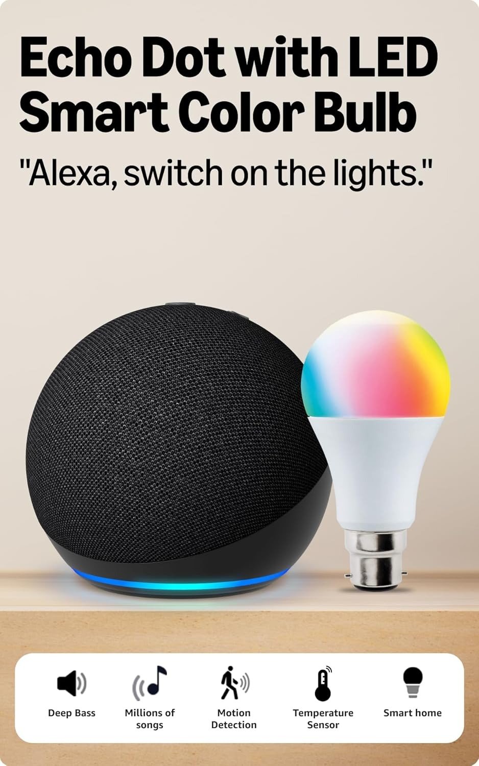 Amazon Echo Dot (5th Gen) | Smart speaker with vibrant sound, Motion Detection, Temperature Sensor, Alexa and Bluetooth| Black - Image 2
